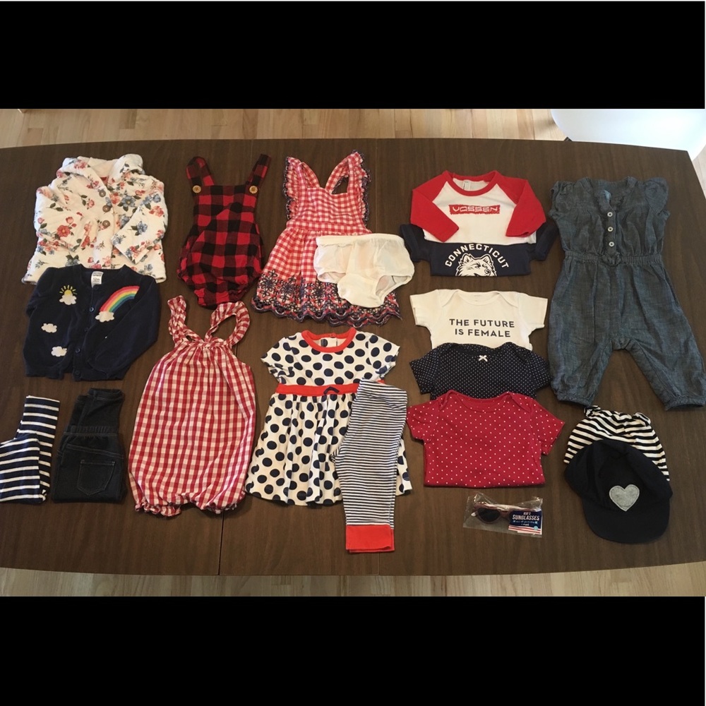 19 piece, red white & blue baby girl lot size 6-12